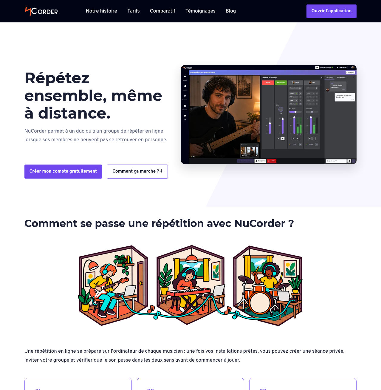 La nouvelle page d'accueil du site de NuCorder