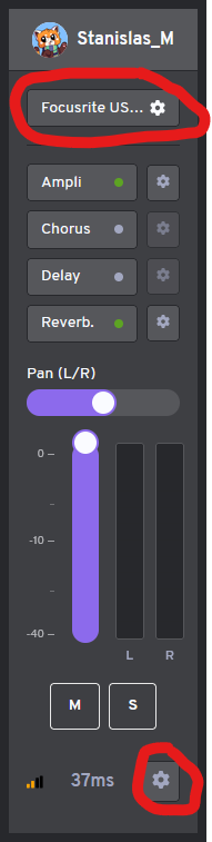 Access settings from the gear icons