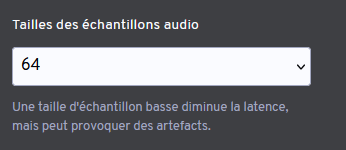 Réglage de la taille des échantillons audio