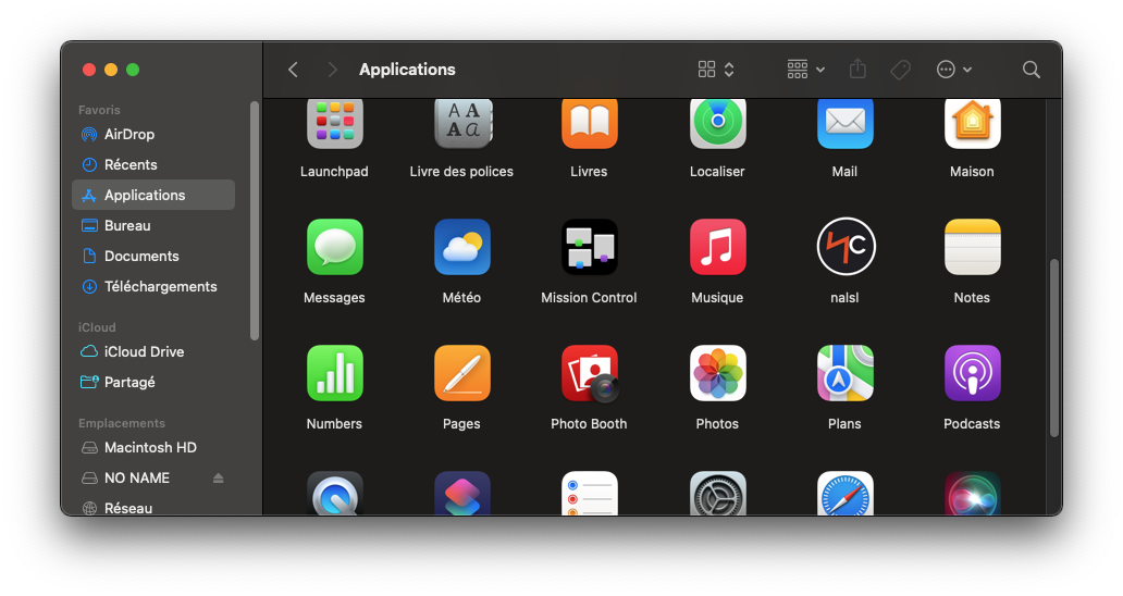 Applications dans Finder